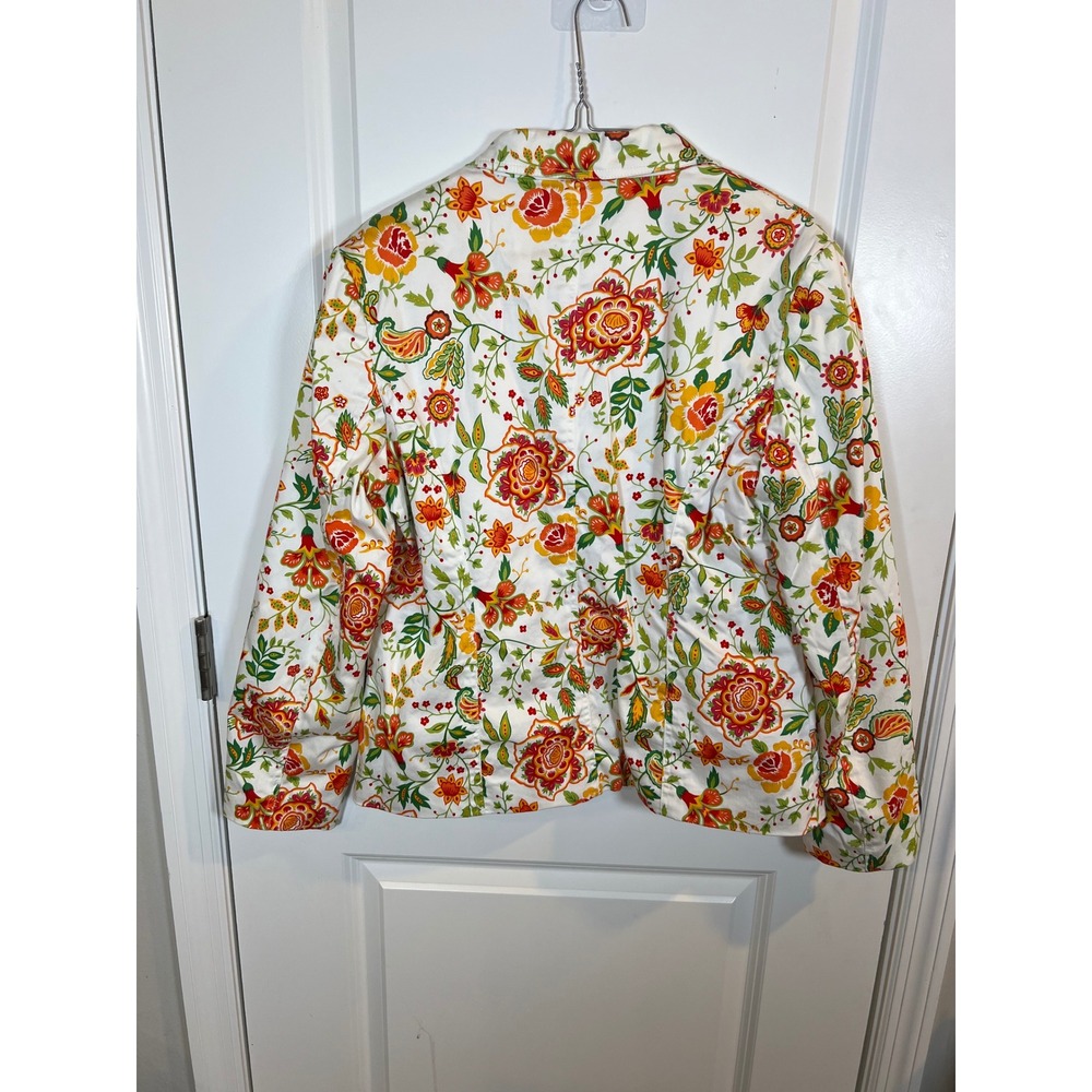 Sag Harbor Womens Blazer Floral Stretch Cotton 3-Button Jacket Size 12 - Picture 3 of 5